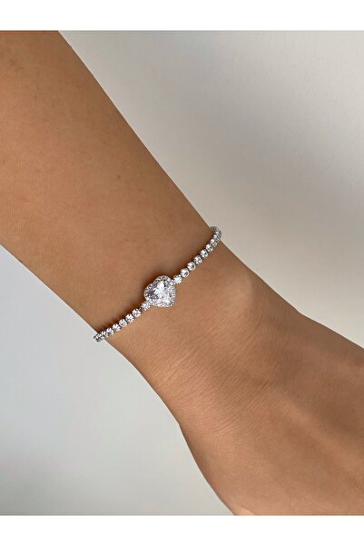 Owentis سوار كروكو على شكل قلب من الفولاذ الفضي - لا يسبب سوادًا