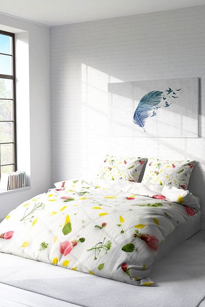 PerlaSera 3D Custom Design - Double Cotton Satin Duvet Cover Set, Garden Natural