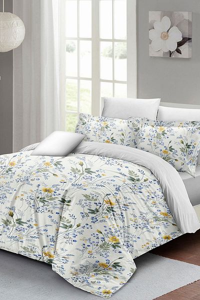 PerlaSera 3D Custom Design Duvet Cover Set - Double, Cotton Satin, Spring Floral Luxury