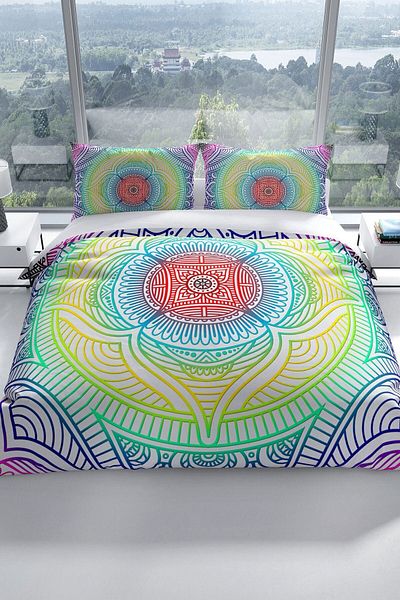 PerlaSera Rainbow 3d Cotton Satin Double Duvet Cover Set