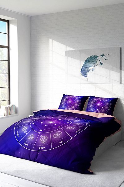 PerlaSera 3D Custom Design Duvet Cover Set - Double, Tightly Woven Cotton Satin, Astrology