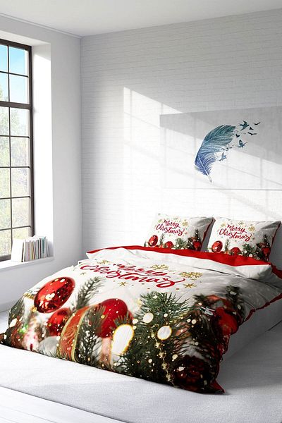 PerlaSera 3D Custom Design - Double Cotton Satin Duvet Cover Set, Ny Christmas