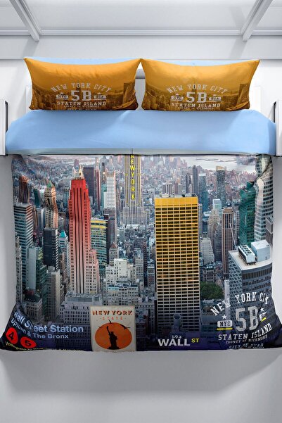 PerlaSera Σετ παπλωματοθήκης New York 3d Cotton Satin Διπλό