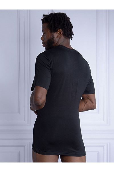 Blackspade Ανδρικό Micro Modal, Μαύρο Χρώμα Ασημί Σειρά V-Neck Sports T-shirt 9308