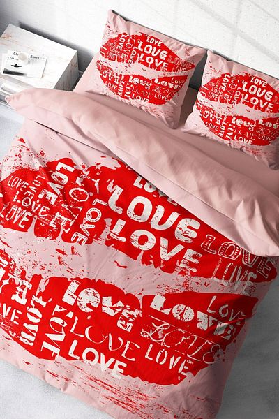 PerlaSera 3D Custom Design for Valentine's Day - Double Duvet Cover Set, Tightly Woven Cotton Satin
