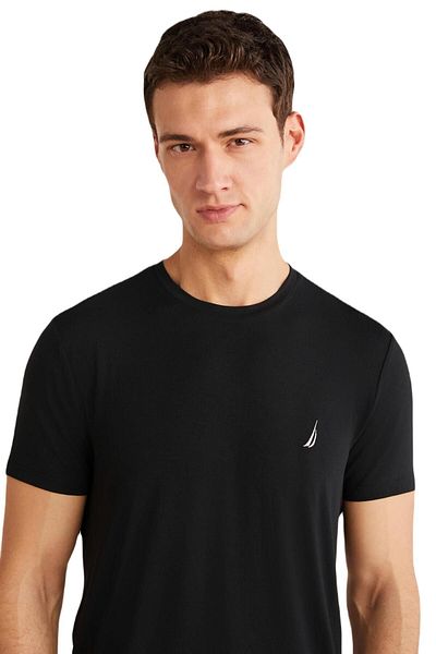 Nautica Men's Black Modal T-shirt - 95% Soft Texture
