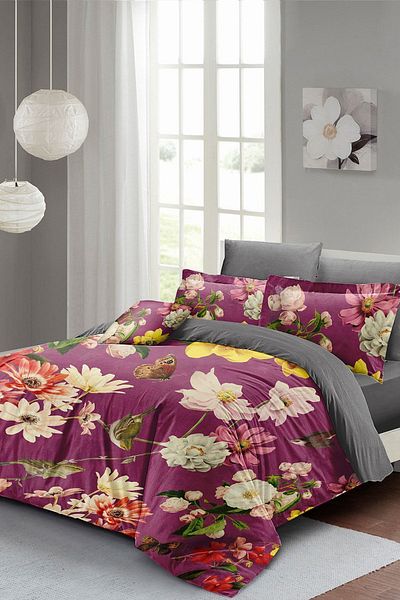 PerlaSera Rose Mix 3D Custom Design - Double Duvet Cover Set, Tightly Woven Cotton Satin