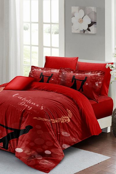 MonoHome Valentine's Day Special Double Duvet Cover Set Cotton Satin Valentine's Day
