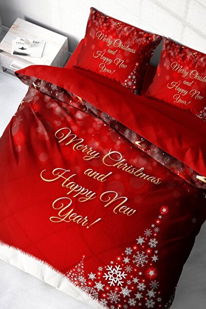 MonoHome Nova godina Set posteljine (paket od Čaršav sa lastišem) Bračni Pamu...