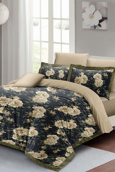 PerlaSera 3D Custom Designed Flower Duvet Cover Set - Double, Cotton Satin, Tightly Woven
