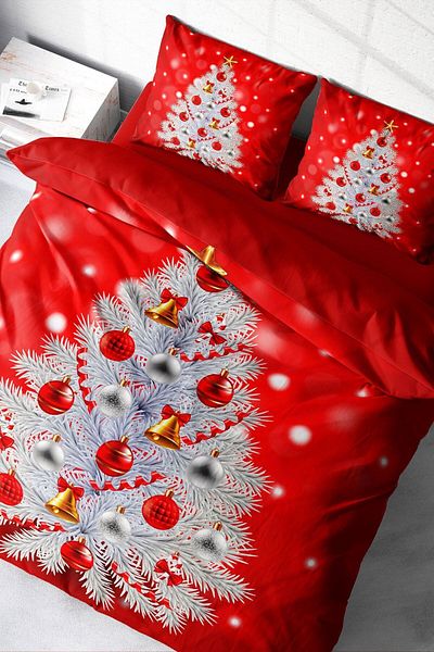 PerlaSera 3D Custom Design - Double Duvet Cover Set, Tightly Woven Cotton Satin, Ny Pine