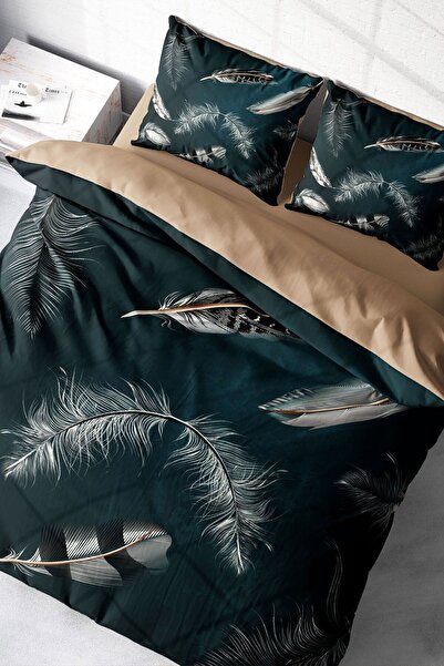 MonoHome Set cuvertură de pilota dublă din satin 100% bumbac cu cearșafuri el...