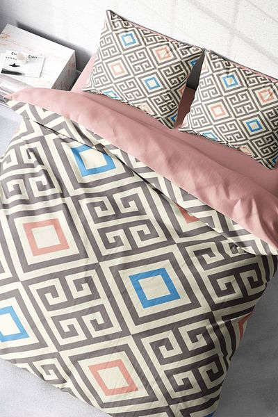 PerlaSera 3D Custom Design - Double Cotton Satin Duvet Cover Set, Geometric Modern