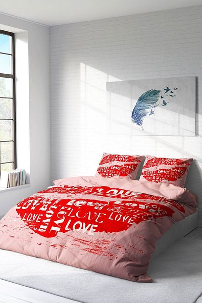PerlaSera 3D Custom Design for Valentine's Day - Double Duvet Cover Set, Tightly Woven Cotton Satin