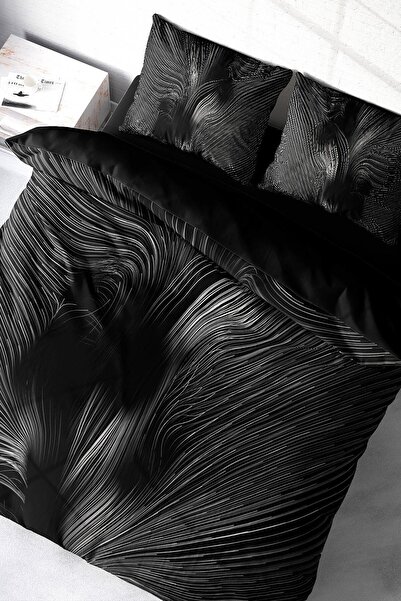 MonoHome Gray Motion 3D памучен сатенен комплект спално бельо за двойно легло