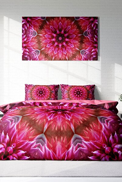 MonoHome Set cuvertură de pilota dublă din satin de bumbac Mandala 2 3d