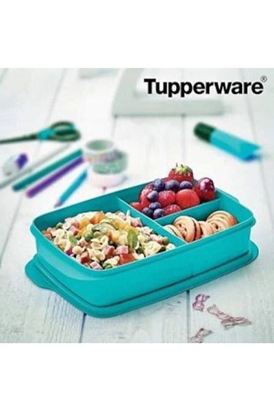 Tupperware Compartmented Feeding Bowl Large - Turquoise