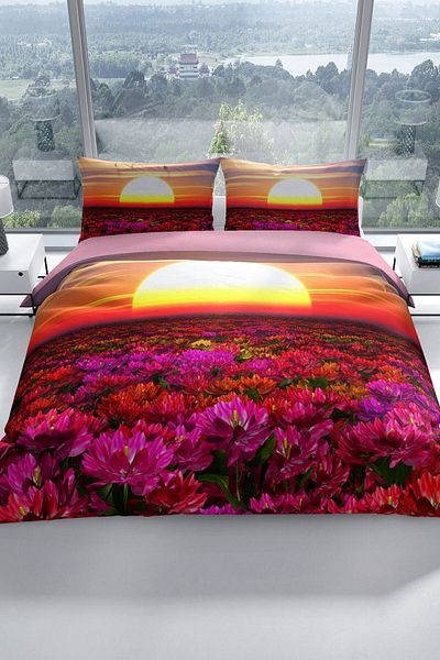 PerlaSera Sunset 3d Cotton Satin Double Duvet Cover Set