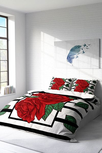 PerlaSera 3D Custom Design Duvet Cover Set - Double, Tightly Woven, Cotton Satin, Rose Box