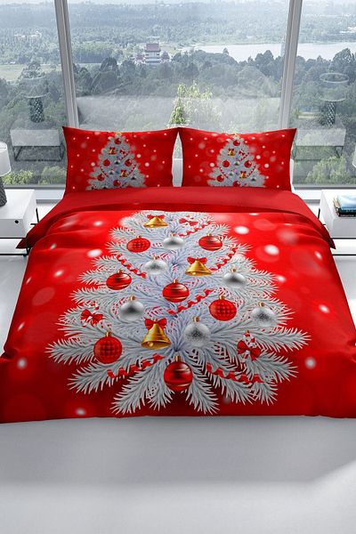 PerlaSera NY Pine 3D Cotton Satin Double Duvet Cover Set
