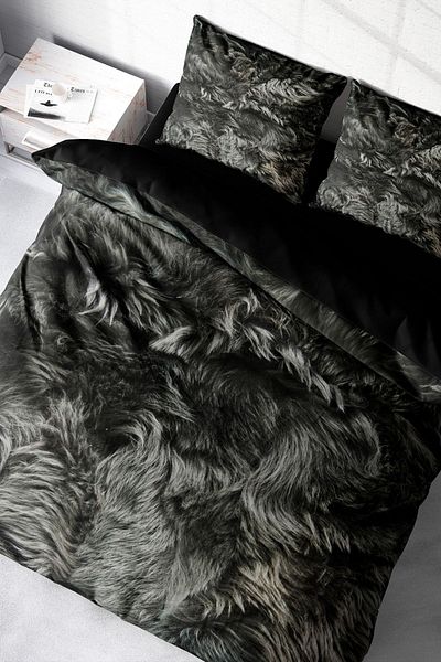 PerlaSera 3D Custom Design Duvet Cover Set - Tightly Woven Cotton Satin, Dark Feather, Double
