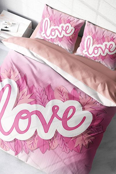 PerlaSera 3D Custom Design for Valentine's Day - Double Duvet Cover Set, Tightly Woven Cotton Satin