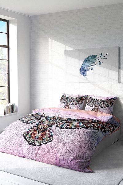 PerlaSera Mr. Owl Natural 3D Custom Design - Double Duvet Cover Set, Tight Woven Cotton Satin