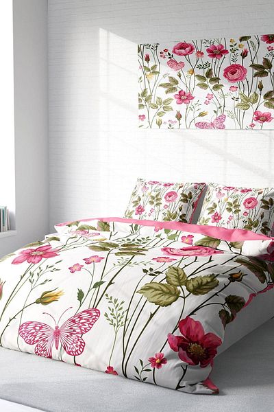 PerlaSera Relax Flower 3D Custom Design - Double Cotton Satin Duvet Cover Set