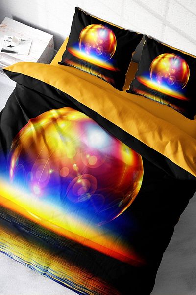 PerlaSera 3D Custom Design - Double Duvet Cover Pack, Tightly Woven Cotton Satin, Color World