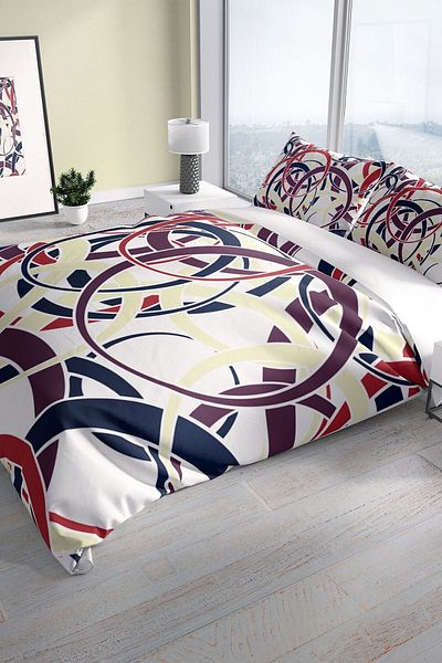 PerlaSera Rings 3d Cotton Satin Double Duvet Cover Set