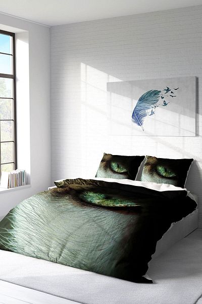 PerlaSera 3D Custom Design Duvet Cover Set - Tightly Woven Cotton Satin, Double Cateye