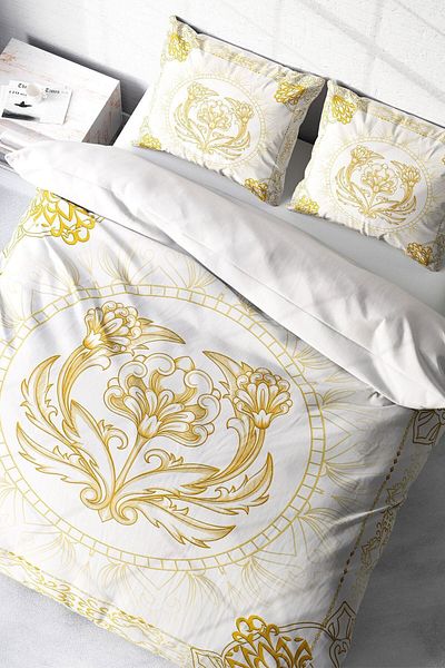 PerlaSera 3D Custom Design - Double Duvet Cover Set, Tight Woven Cotton Satin, Ottoman Motifs I