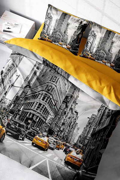 Cattleya Taxi 3D Cotton Satin Double Duvet Cover Set