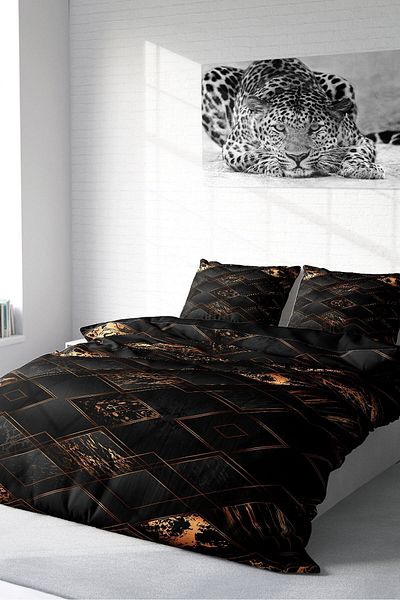 PerlaSera 3D Custom Design Duvet Cover Set - Tightly Woven Cotton Satin, Double, Black Suite