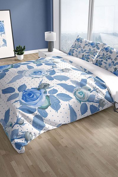 PerlaSera Bluerose 3d Cotton Satin Double Duvet Cover Set