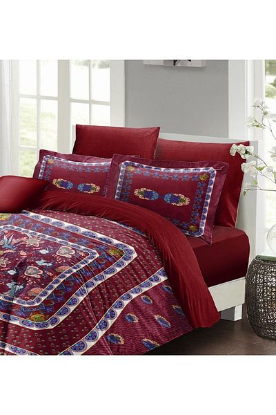 PerlaSera 3D Custom Design - Double Duvet Cover Set, Tightly Woven Cotton Satin, Red Authentic