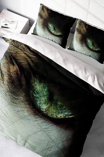 PerlaSera 3D Custom Design Duvet Cover Set - Tightly Woven Cotton Satin, Double Cateye