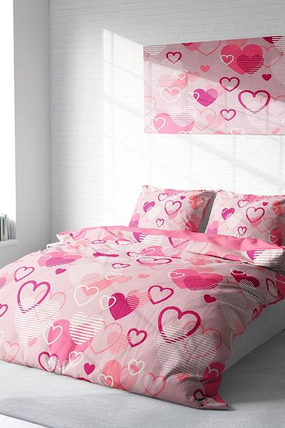 PerlaSera 3D Custom Design for Valentine's Day - Double Duvet Cover Set, Tight Woven Cotton Satin X