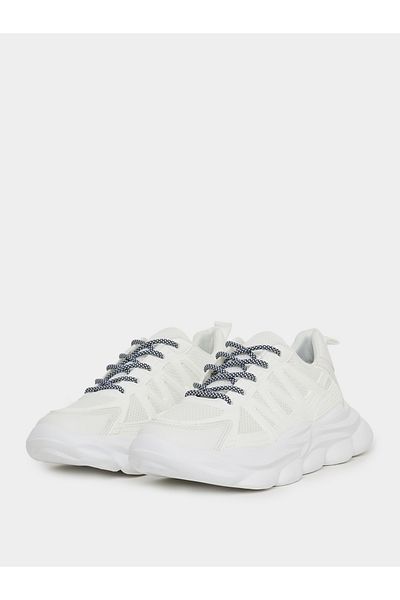 Styli Mesh Knitted Lace Up Chunky Sole Sneakers