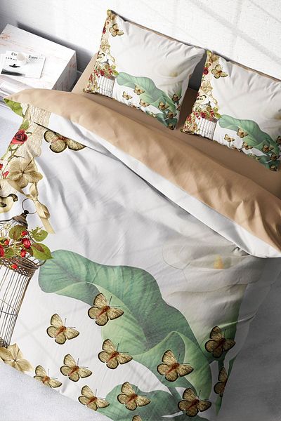 PerlaSera 3D Custom Design - Double Cotton Satin Duvet Cover Set Butterflys