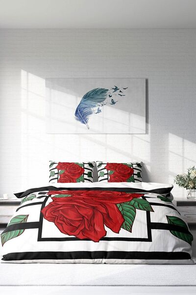 PerlaSera Σετ κρεβατιού 3D Special Design - Διπλό, Πυκνό Υφαντό, Βαμβακερό Σατέν, Ροζ Κουτί