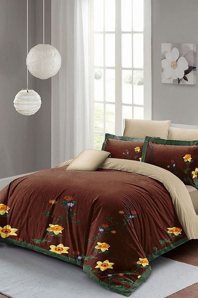 PerlaSera Sun Flowers 3D Custom Design - Double Duvet Cover Set, Tight Woven Cotton Satin