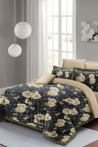 PerlaSera 3D Custom Designed Flower Duvet Cover Set - Double, Cotton Satin, Tightly Woven