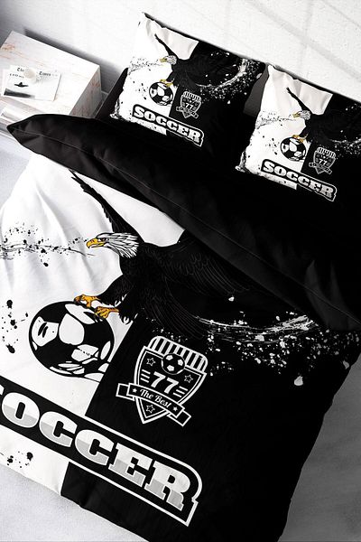 PerlaSera 3D Custom Design - Double Cotton Satin Duvet Cover Set, Black & White