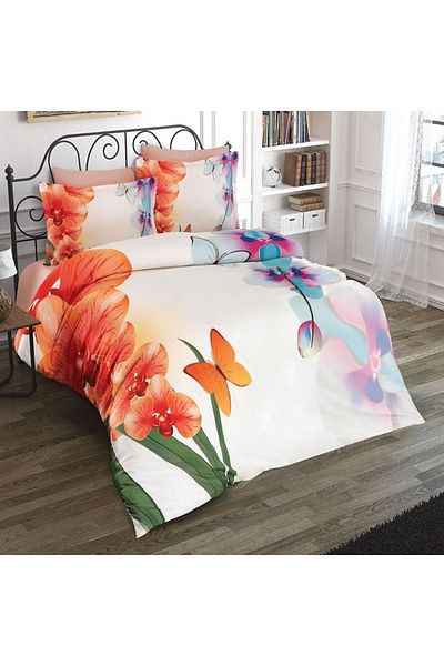 PerlaSera Orchid 2 - 3D Special Design Duvet Cover Set, Tightly Woven Cotton Satin, Double