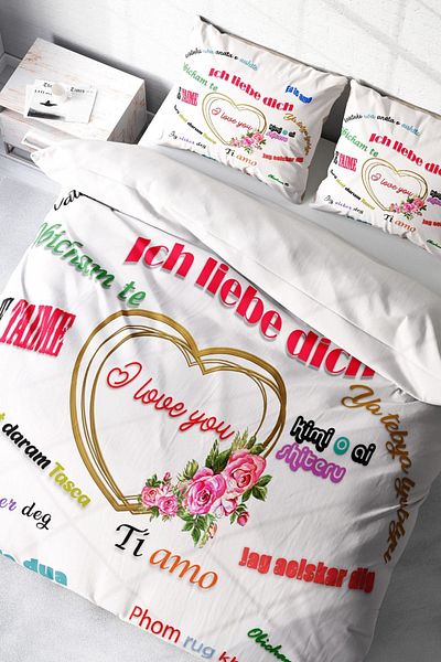 PerlaSera 3D Custom Design for Valentine's Day - Double Duvet Cover Set, Tightly Woven Cotton Satin