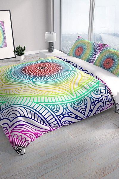 PerlaSera Rainbow 3d Cotton Satin Double Duvet Cover Set