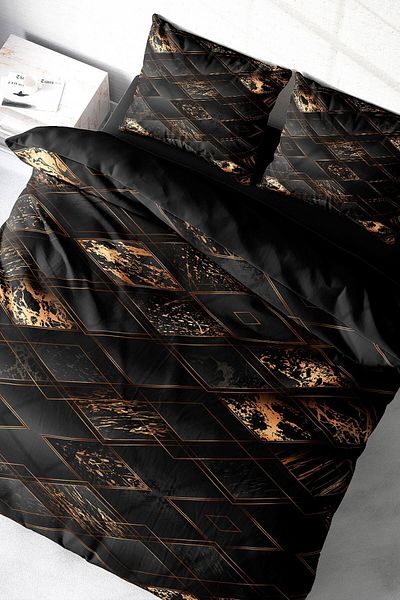 PerlaSera 3D Custom Design Duvet Cover Set - Tightly Woven Cotton Satin, Double, Black Suite