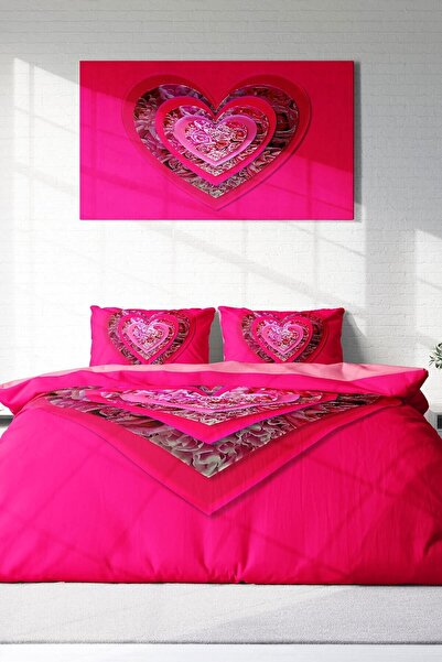 MonoHome KING SIZE Pink Valentine 3d Double Duvet Cover Set
