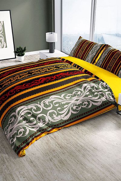 PerlaSera Baroque 3d Cotton Satin Double Duvet Cover Set